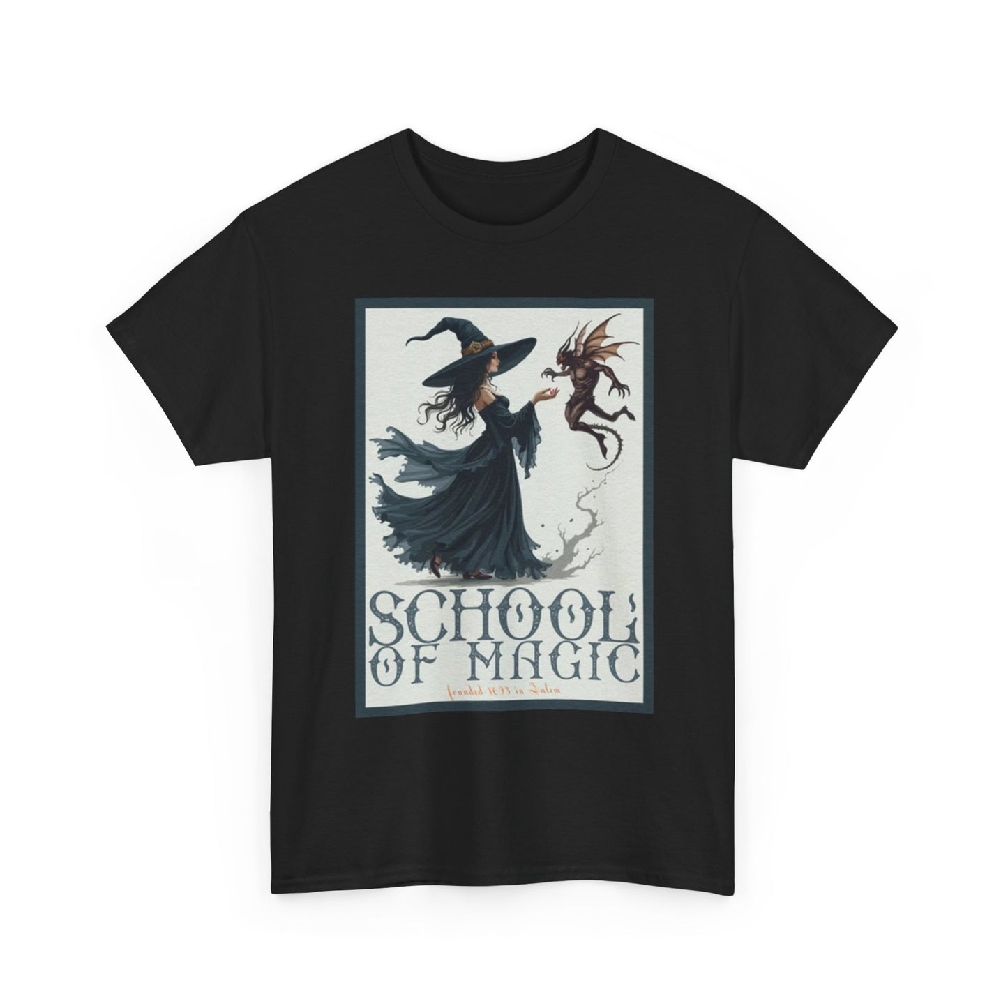 School Of Magic T Shirt Retro Witch Poster Unisex Heavy Cotton Tee