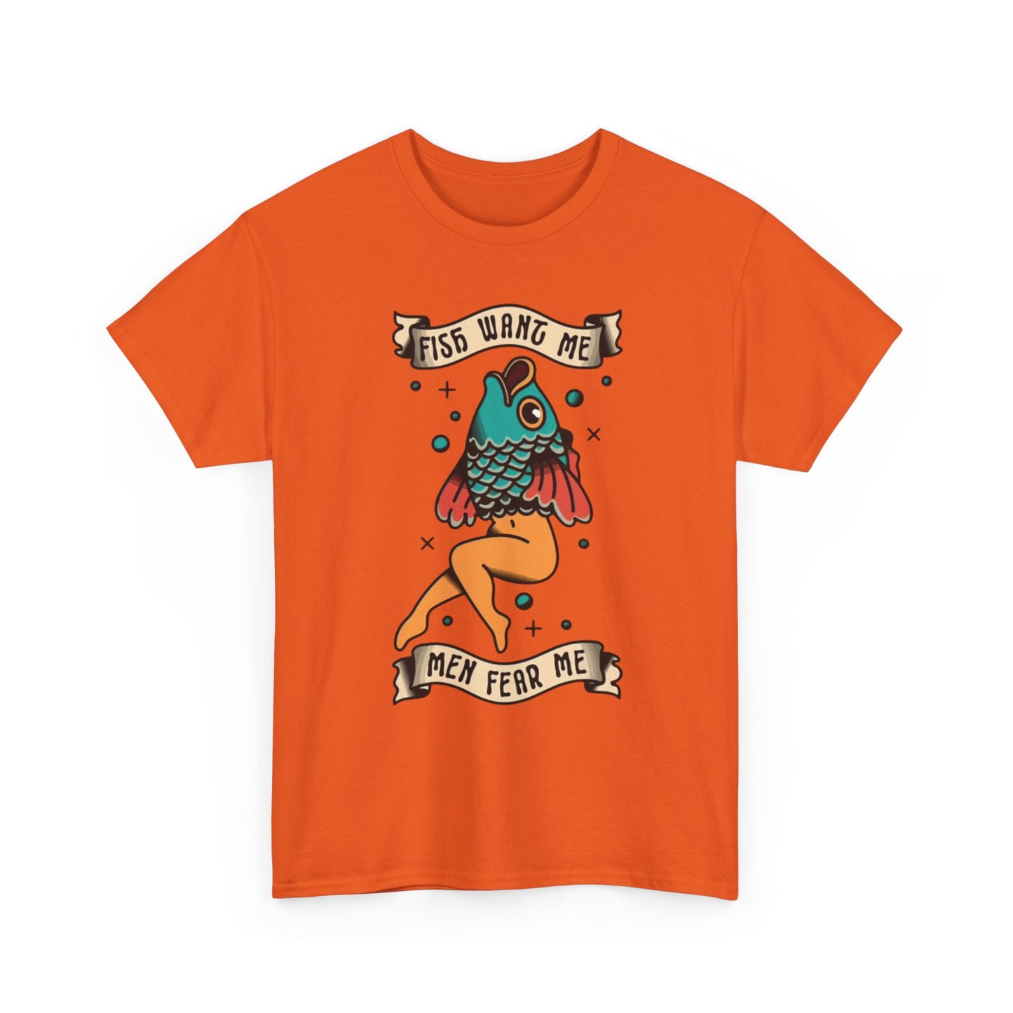 Sailor Jerry Fish T Shirt Funny Fear Tattoo Art Graphic Unisex Heavy Cotton Tee