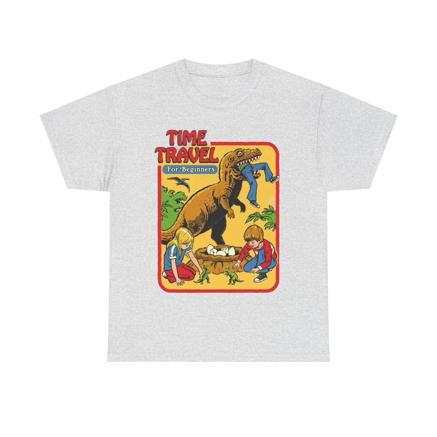 Time Travel Funny T shirt Kids Dinosaur Museum Unisex Heavy Cotton Tee 80s Retro