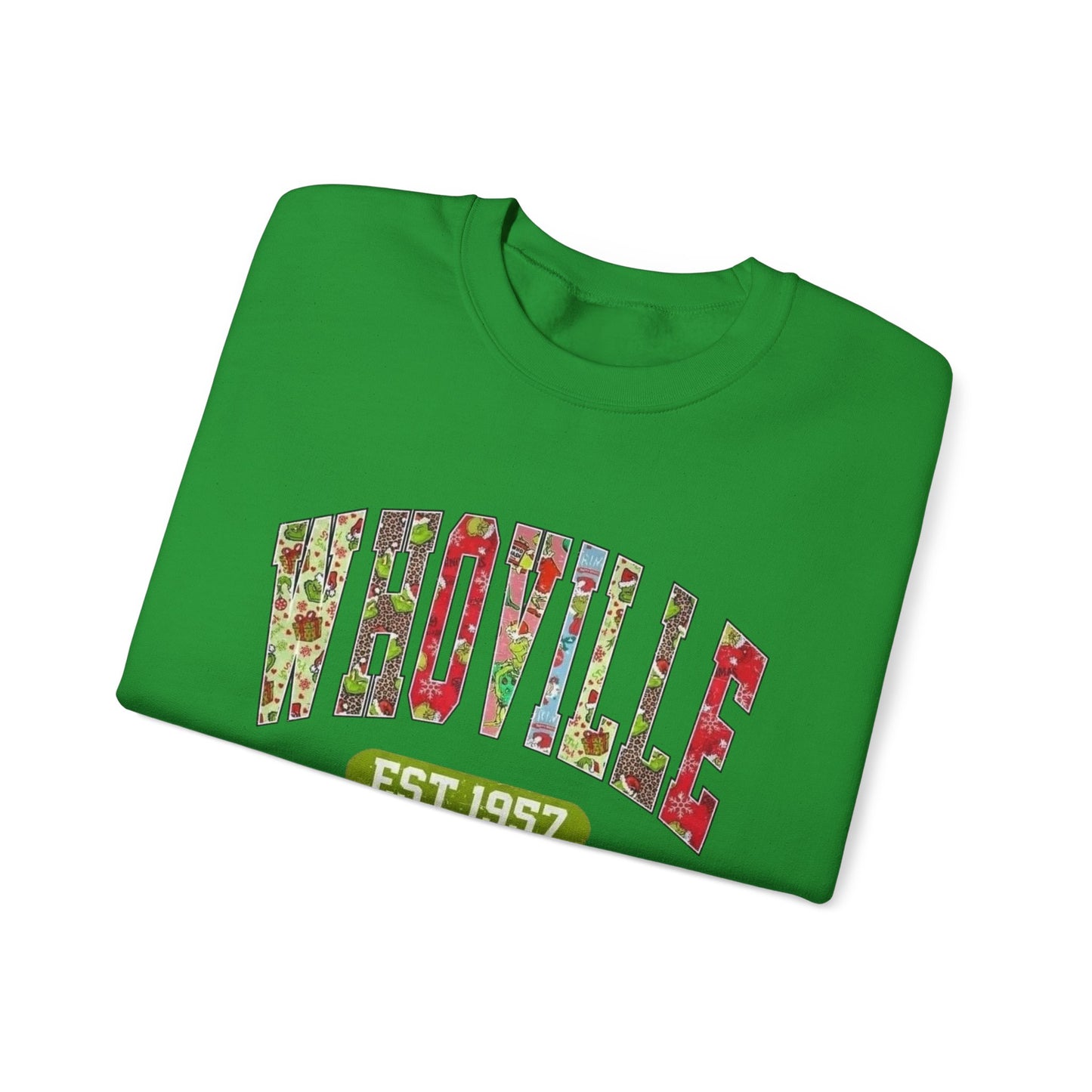 Whoville Graphic Grinch Christmas Sweater NEW Heavy Blend™ Crewneck Sweatshirt