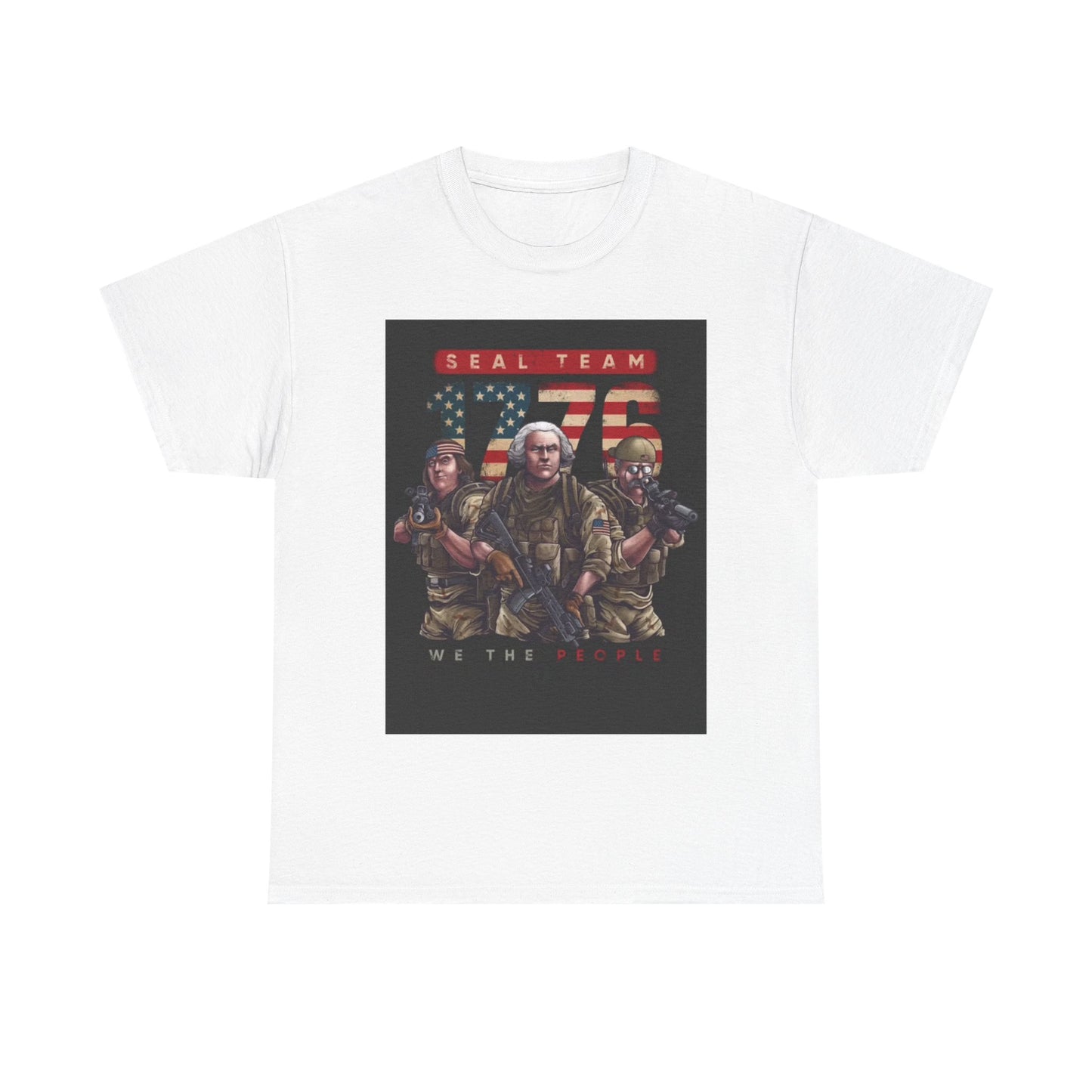 Navy Seals Team Tshirt 1776 America July 4th Flag Unisex Heavy Cotton Tee