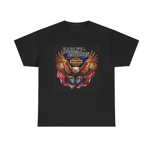 Harley Davidson Graphic T Shirt Eagle American Flag Unisex Heavy Cotton Tee