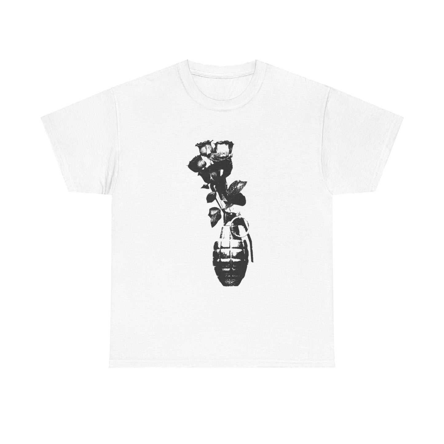Roses In Grenade Art Painting T Shirt Graphic Unisex Heavy Cotton Tee NEW GIFT