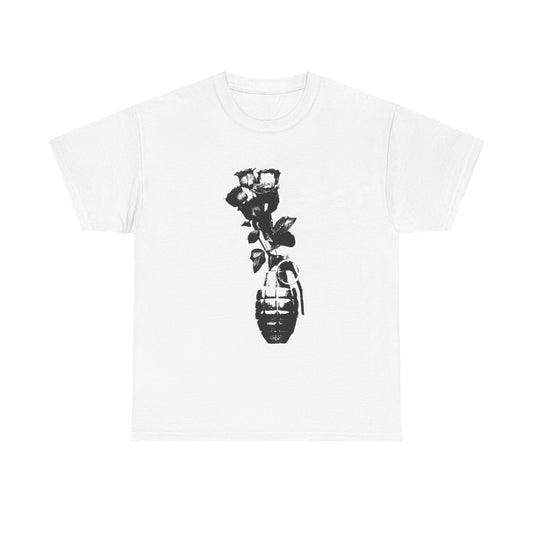 Roses In Grenade Art Painting T Shirt Graphic Unisex Heavy Cotton Tee NEW GIFT