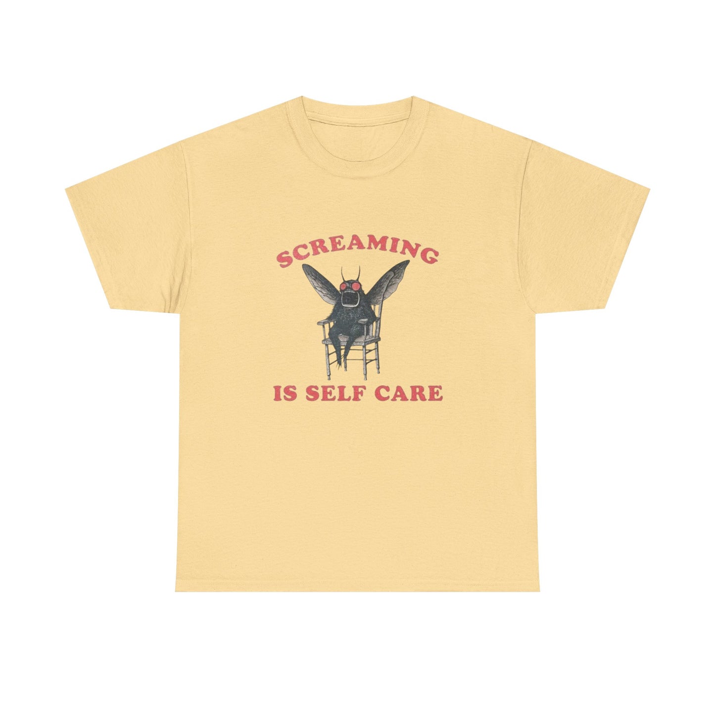 Screaming Is Self Care Funny Graphic T Shirt NEW Heavy Cotton Tee
