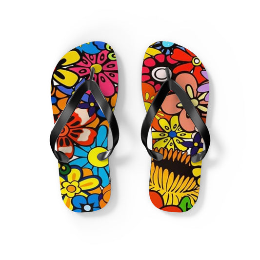 Waves And Sun Sandals Groovy Vibes Summer Flip Flops Slides BRAND NEW