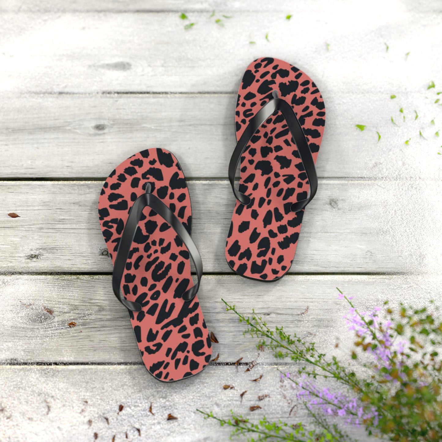 Pink Animal Beach Sandals, Slides for Summer, Flip Flops, Water Resistant