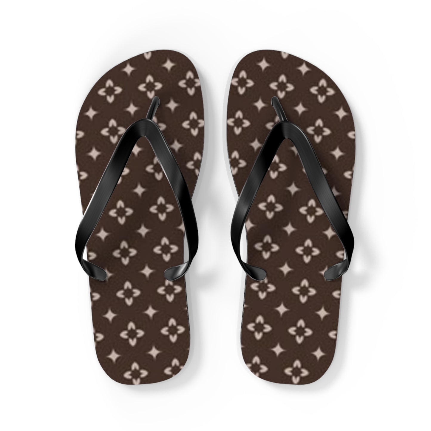 Brown And White Monogram Flip Flops, Sandals Slides, Summer Footwear, Brand New