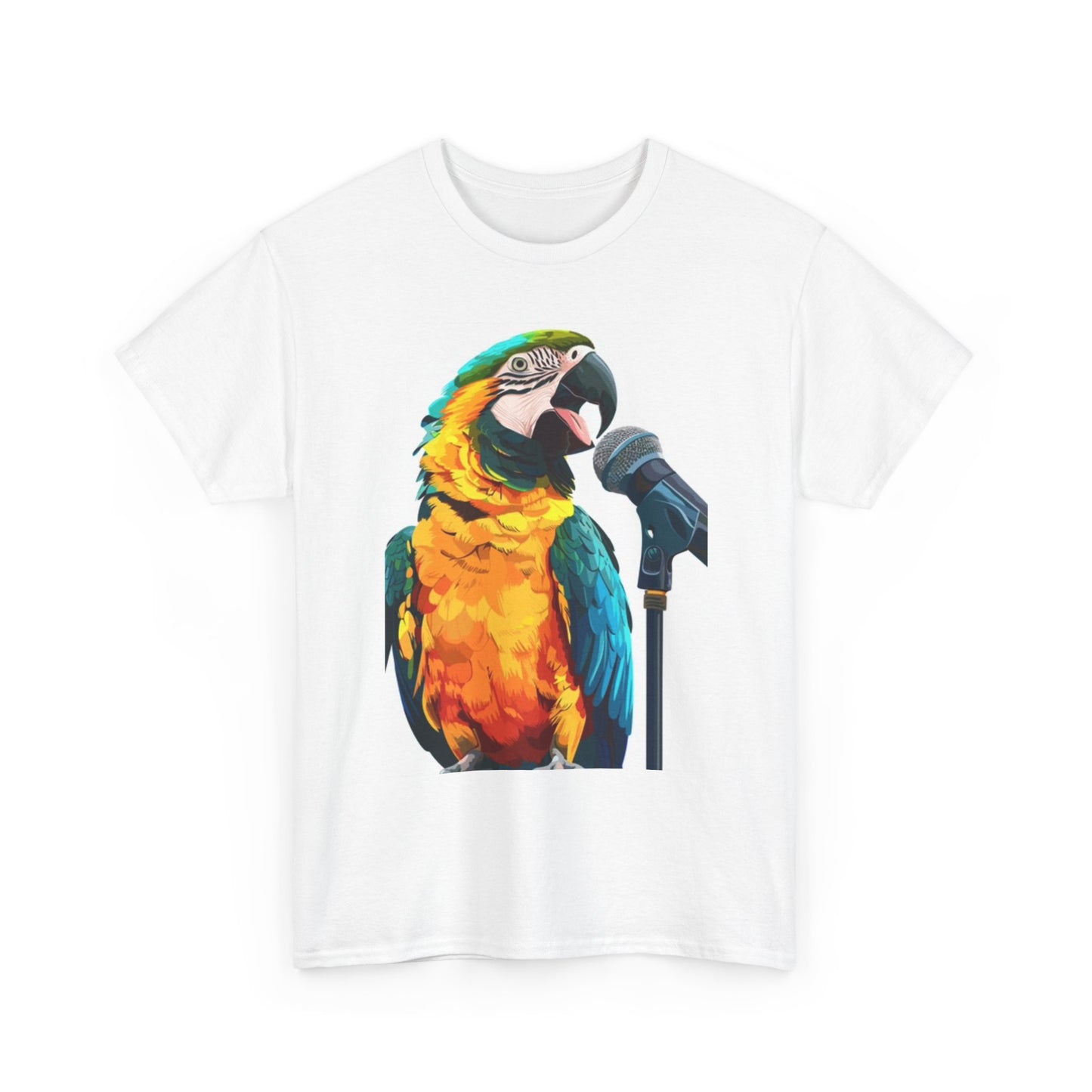 Funny Parrot Graphic T Shirt Mimic Singing Unisex Heavy Cotton Tee