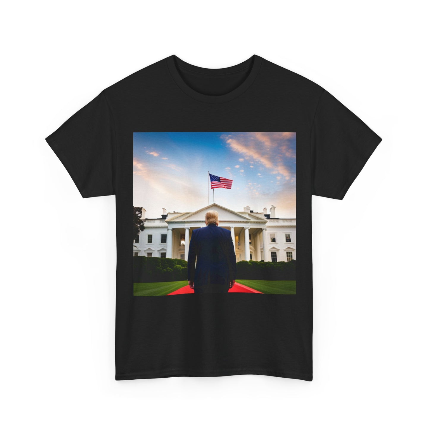 Trump Walking Into White House T shirt 2024 USA America Unisex Heavy Cotton Tee
