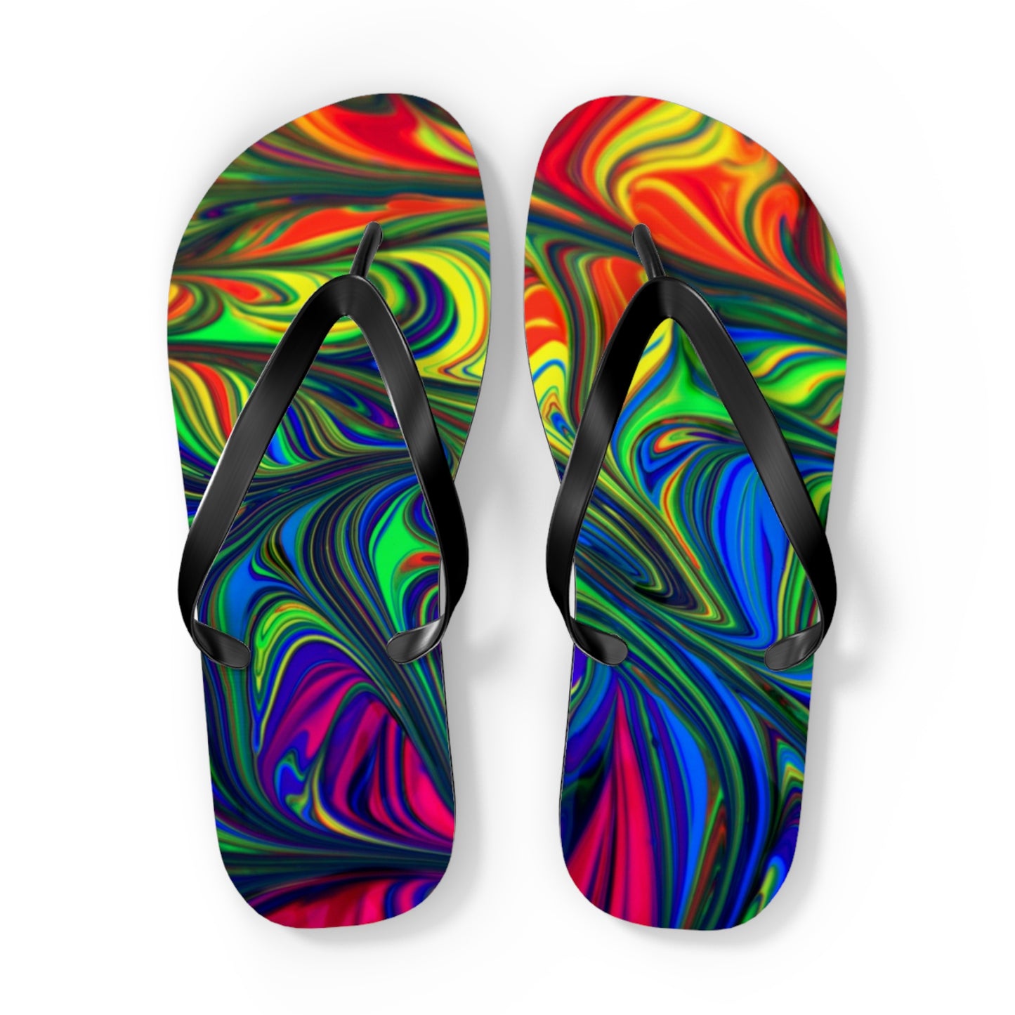 Marble Rainbow Design Flip Flops, Sandals Slides, Summer Footwear, Brand New