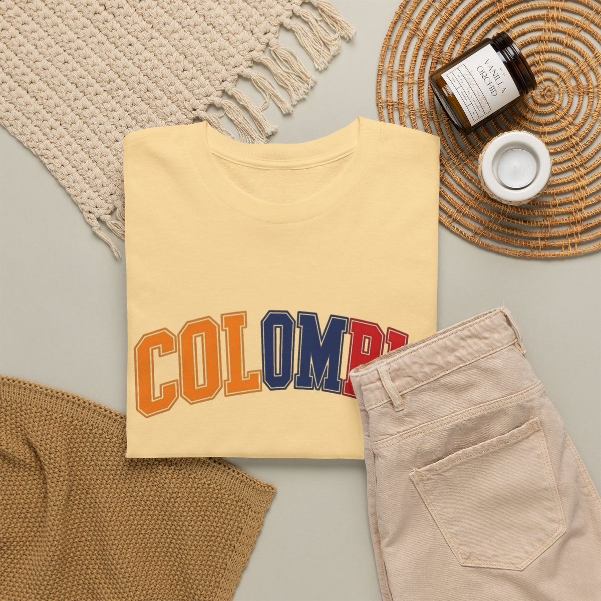 Colombia Graphic T Shirt Men's Classic Travel NEW Heavy Cotton Tee
