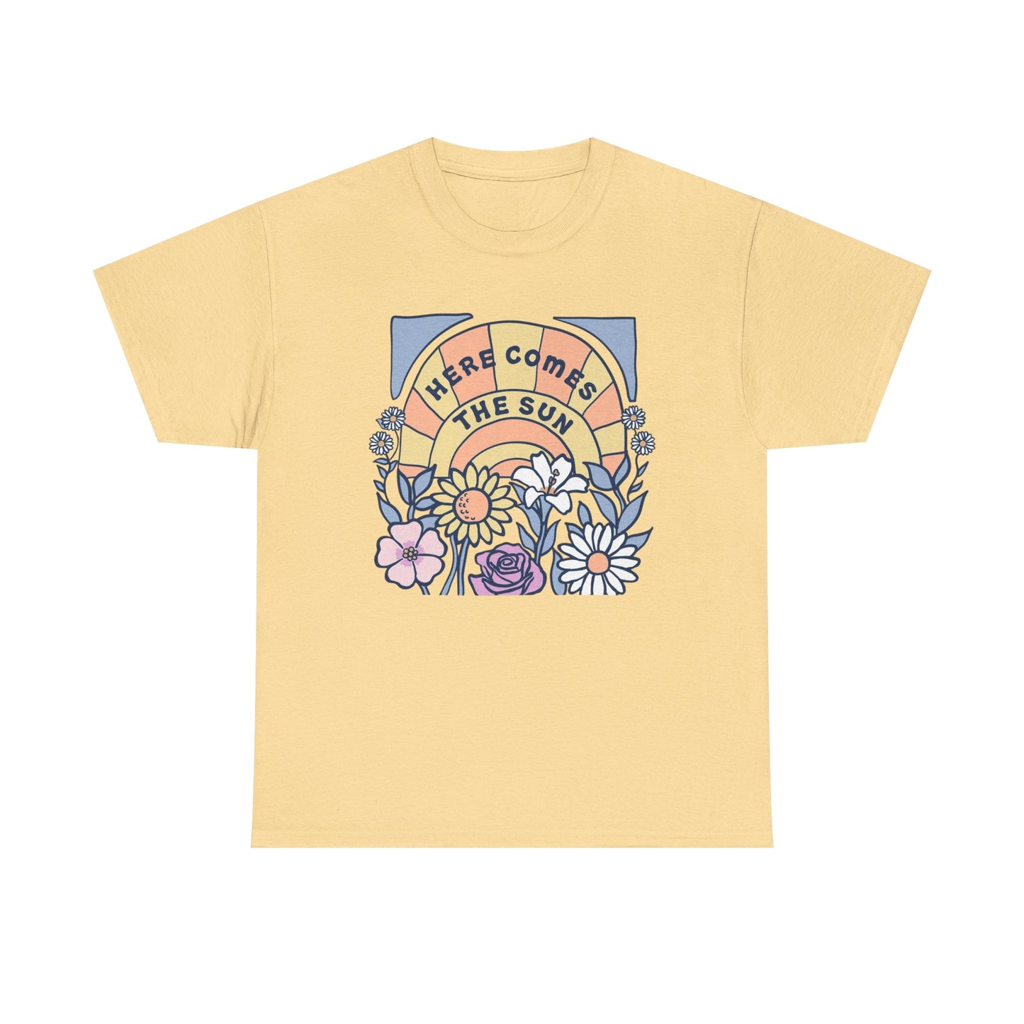 Here Comes The Sun Graphic T Shirt NEW Adult Unisex Heavy Cotton Tee