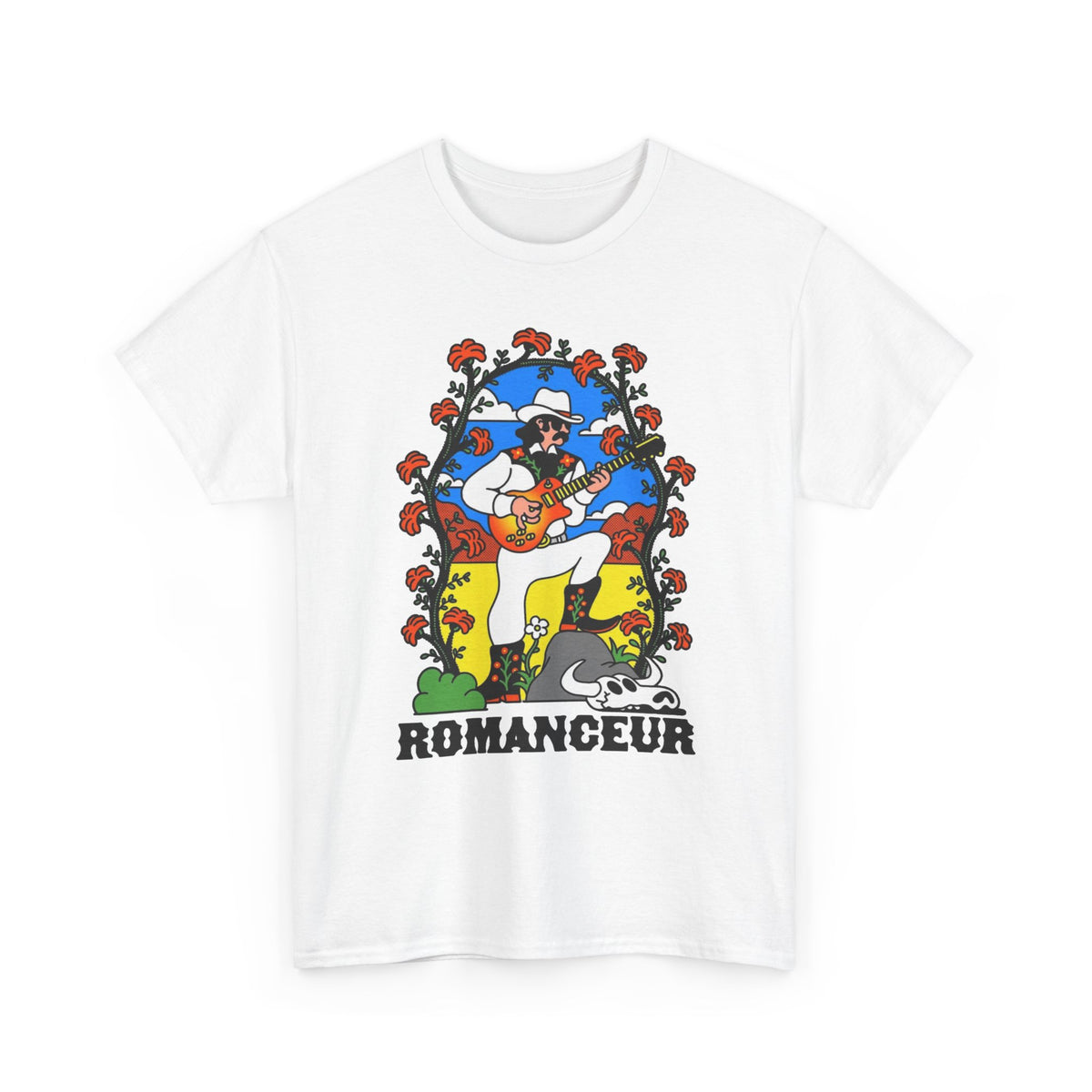 Romanceur Guitar Player Illustration T-Shirt Men's Graphic Tee