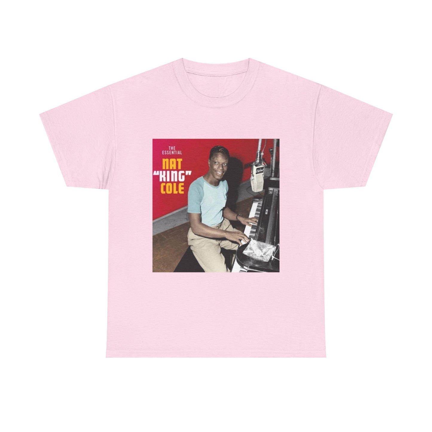 Nat King Cole Tshirt Vintage Piano Concert Poster retro Unisex Heavy Cotton Tee