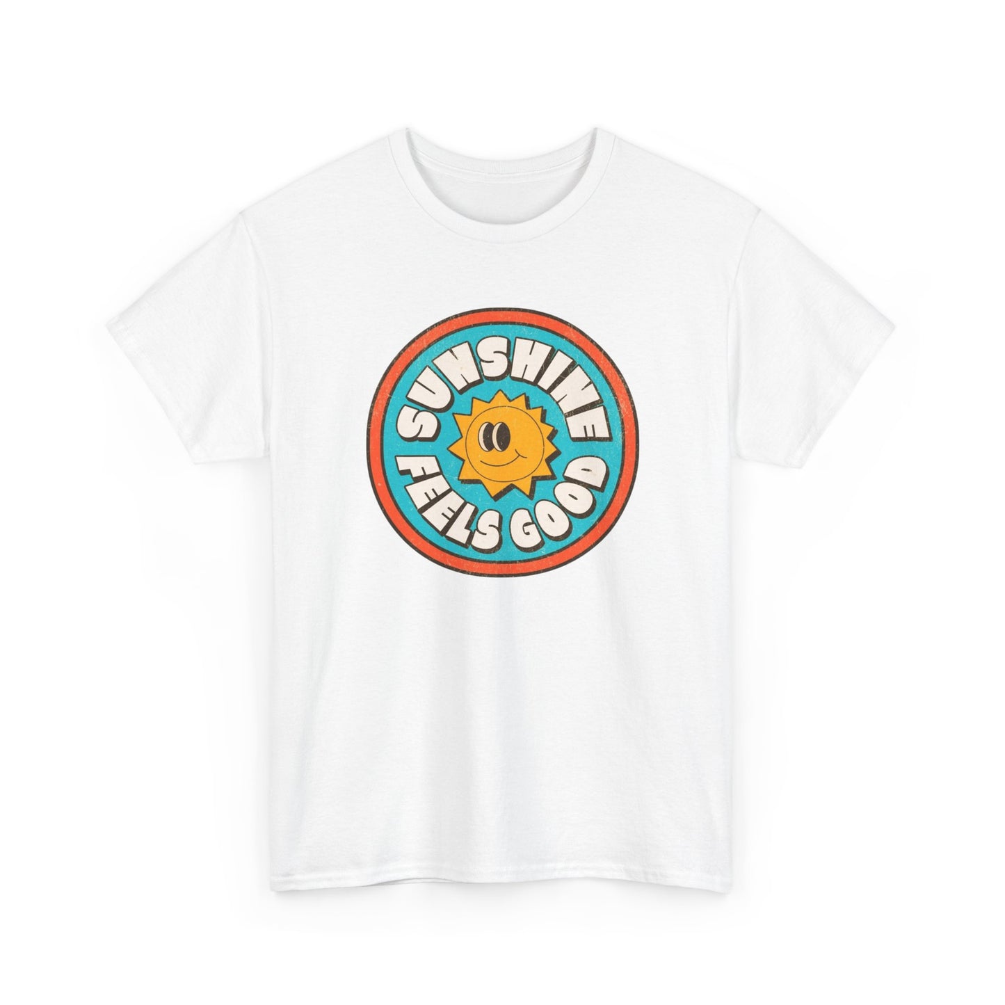 Sunshine Feels Good Graphic T Shirt Happy Smiles Unisex Heavy Cotton Tee