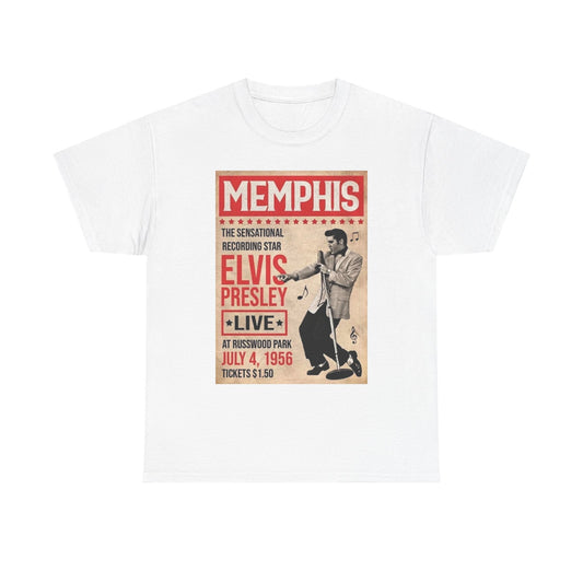 Elvis Graphic T Shirt Vintage Concert Poster Memphis Unisex Heavy Cotton Tee