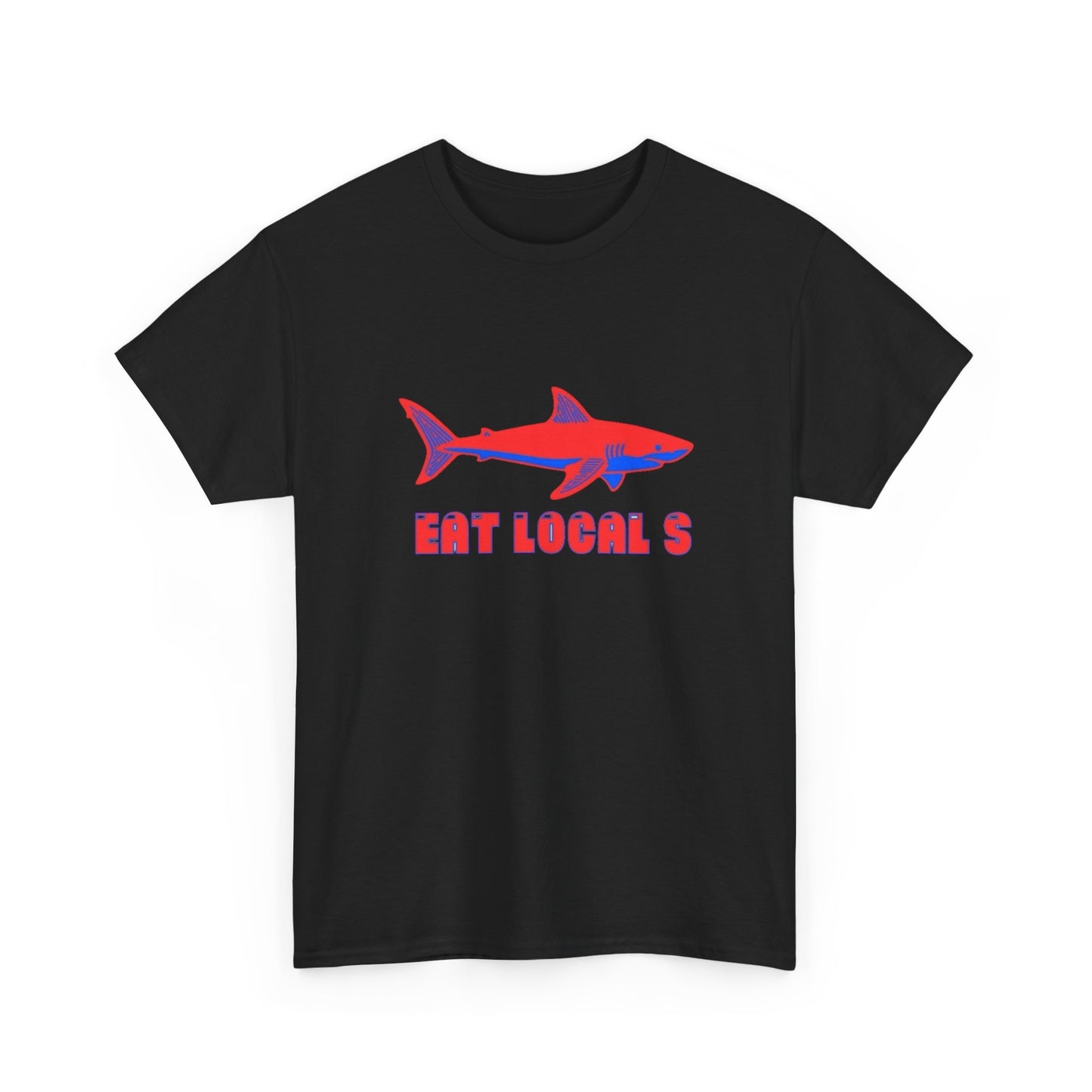 Eat Locals Funny Shark Graphic T Shirt Heavy Cotton Tee