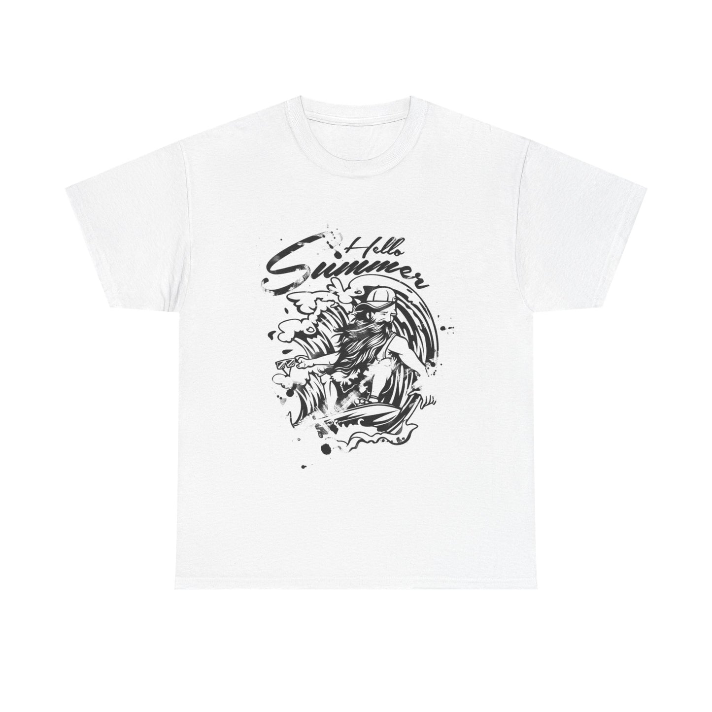Hello Summer Surfing Graphic T Shirt Adult NEW Unisex Heavy Cotton Tee