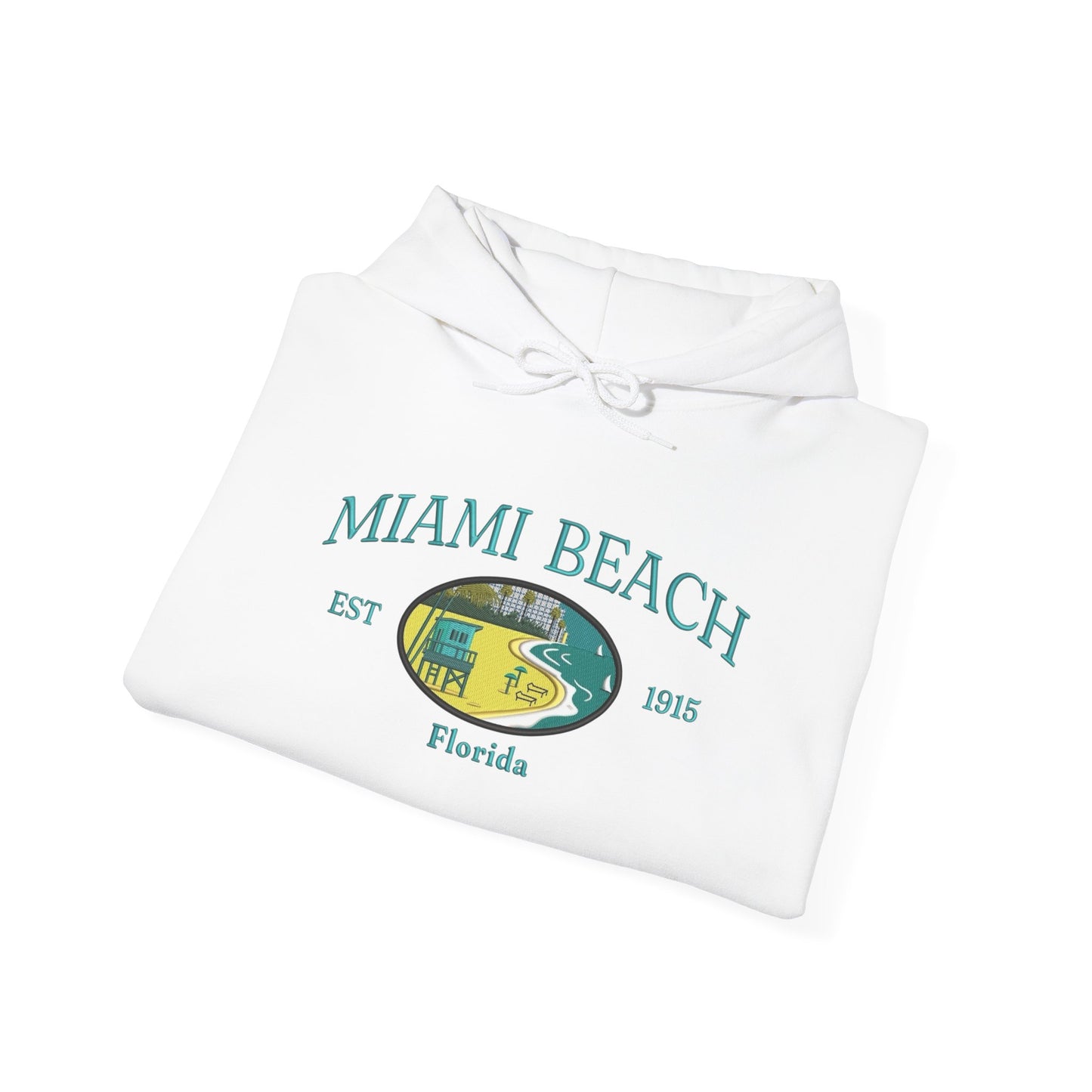 Miami Beach Graphic Hoodie Heavy Blend Sweatshirt NEW