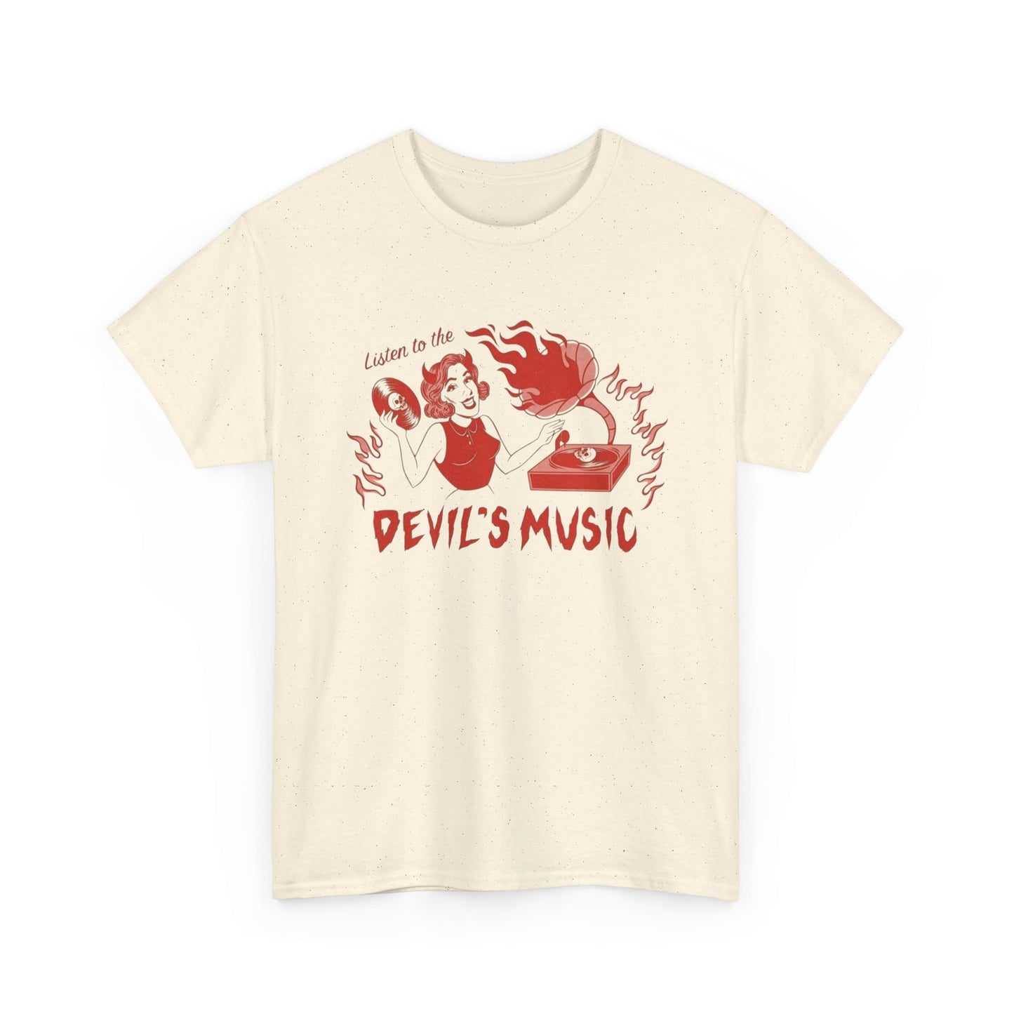 Listen To The Devils Music Graphic T Shirt New Adult Unisex Heavy Cotton Tee