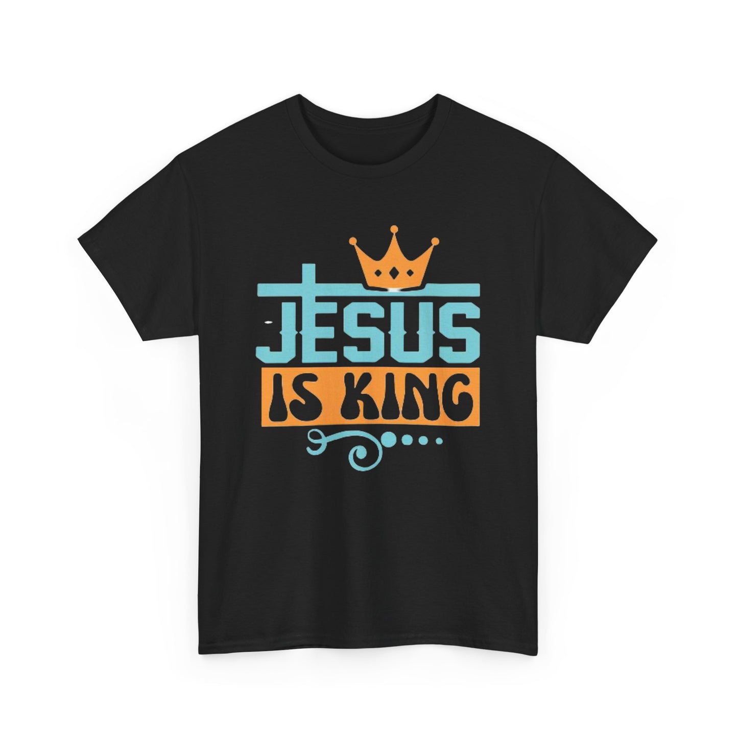 Jesus Tshirt Jesus is king religious Crown Graphic Unisex Heavy Cotton Tee