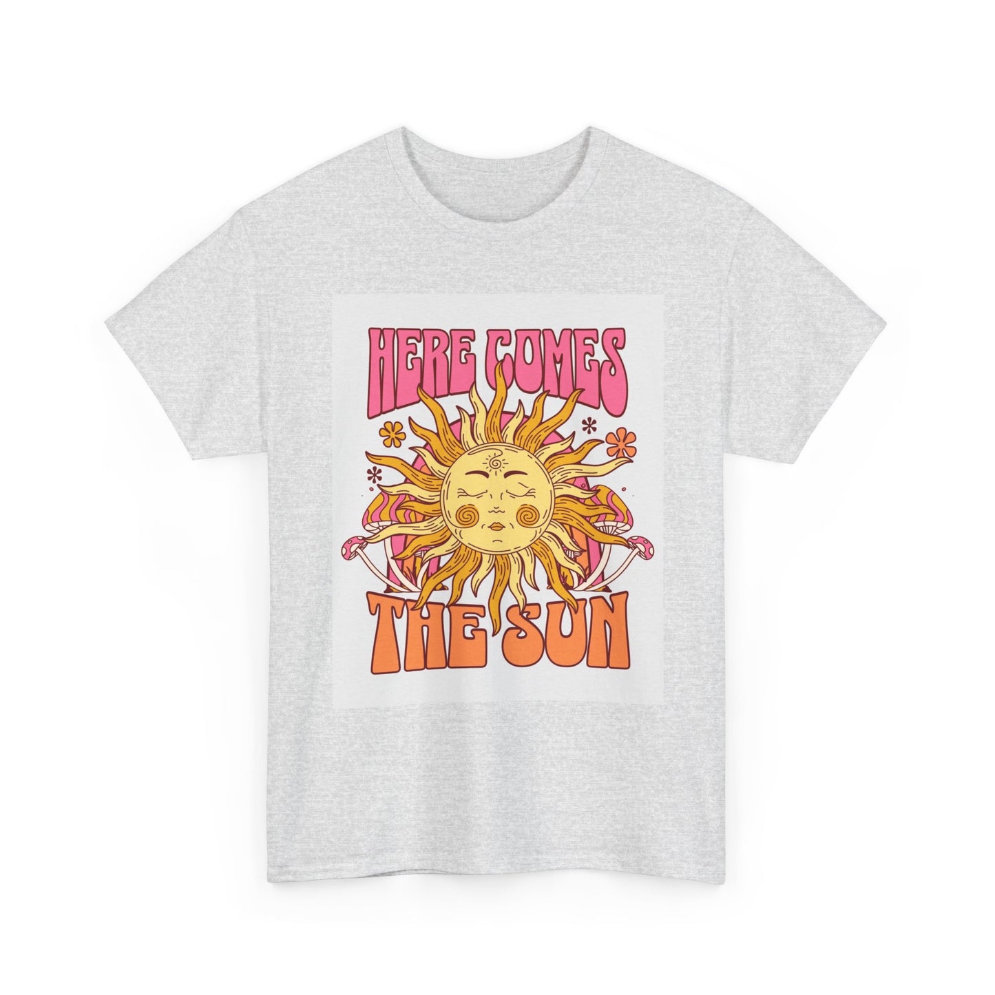 Here Comes The Sun Graphic T Shirt Retro Unisex Heavy Cotton Tee