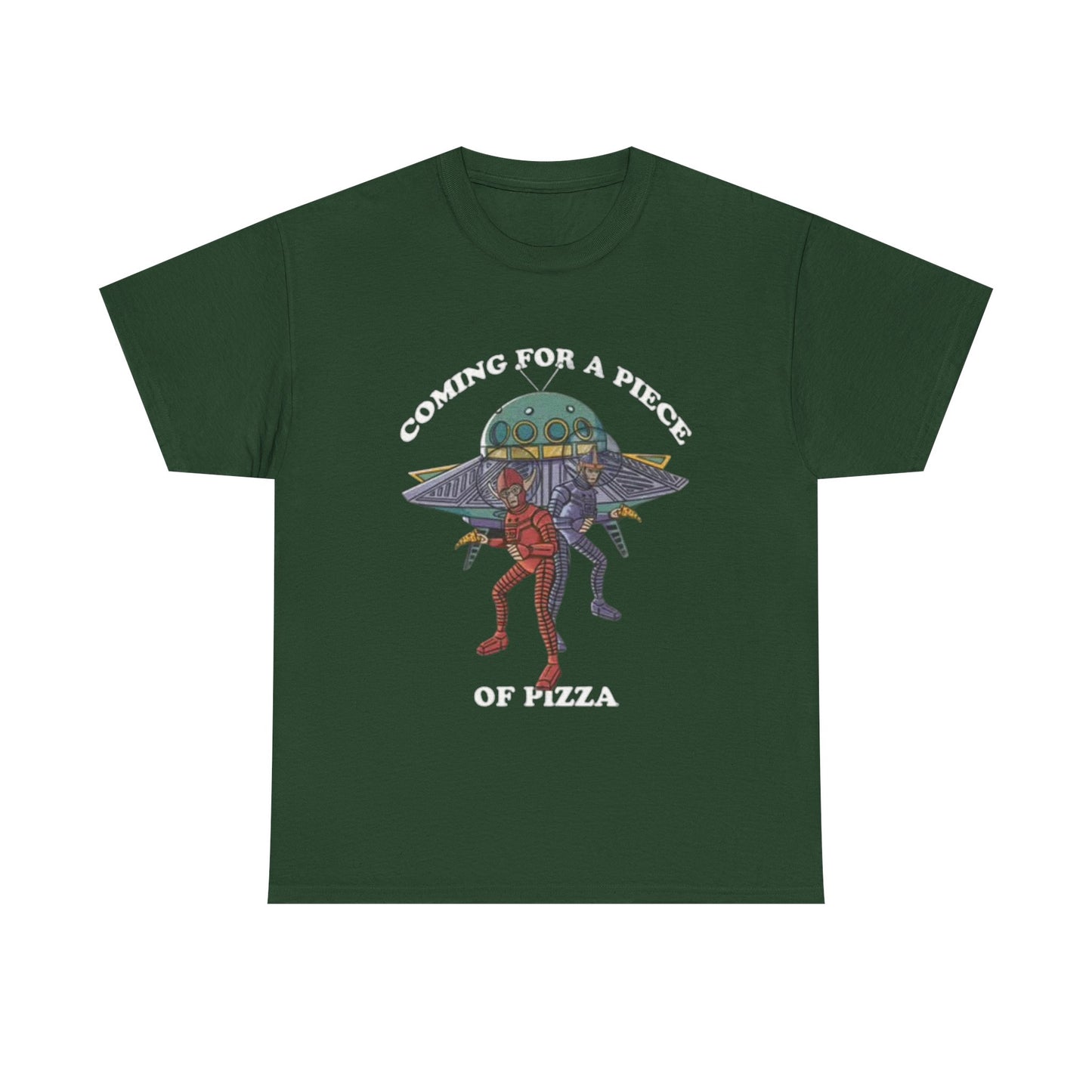 Alien Pizza Run Shirt Funny New York Gift Space Ship Unisex Heavy Cotton Tee