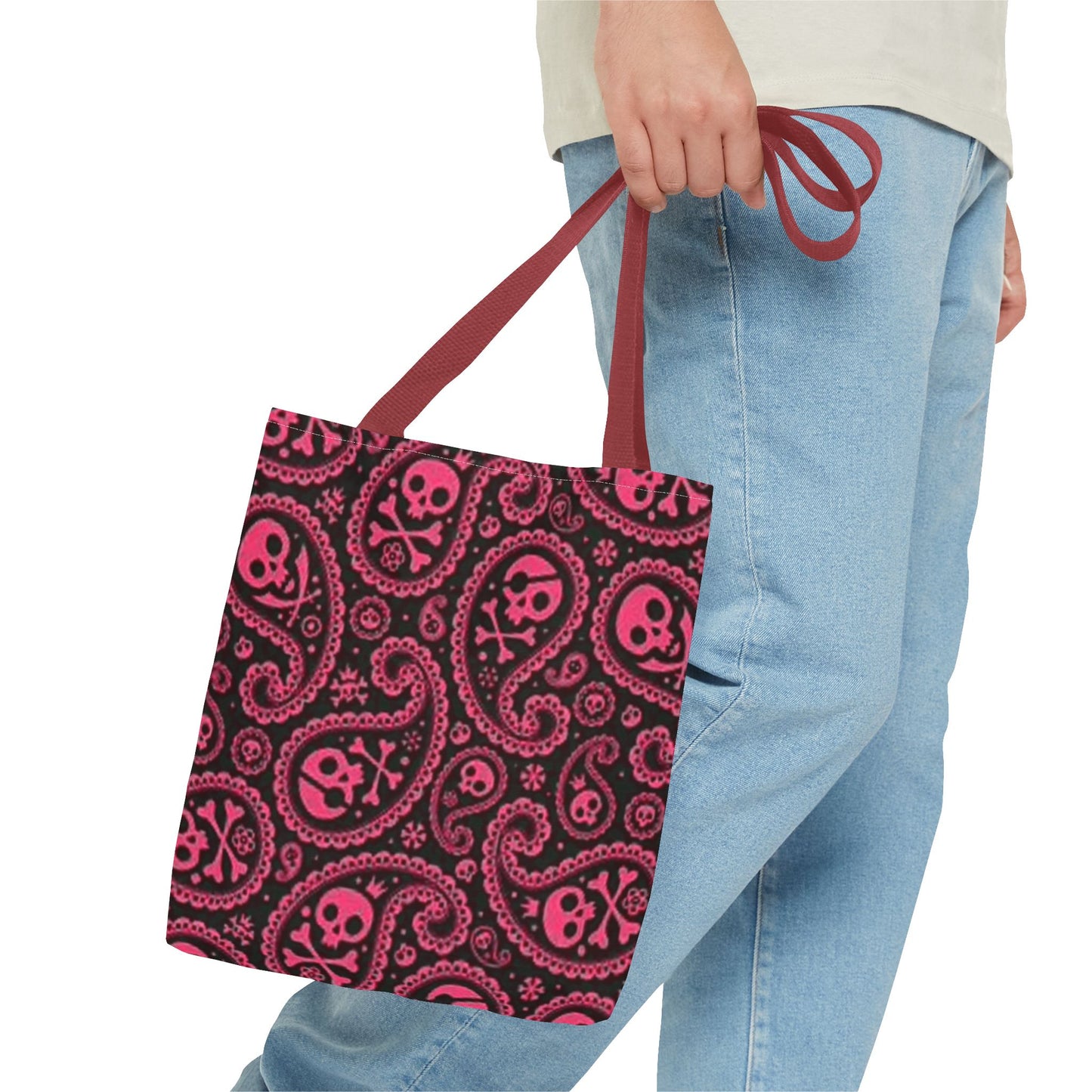 Pink Paisley Skulls Multi Color BRAND NEW MODERN Tote Bag (AOP)