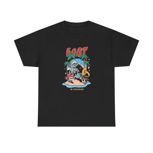 Lost In Paradise Vacation Graphic T-Shirt Unisex Heavy Cotton Tee NEW