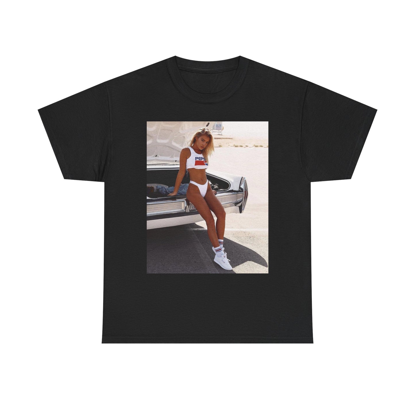 Cadillac Bikini Model Vintage Graphic T Shirt S-5XL Unisex Heavy Cotton Tee