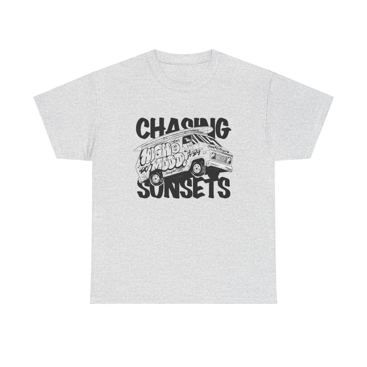 Chasing Sunsets Surfing Graphic T Shirt NEW Unisex Heavy Cotton Tee