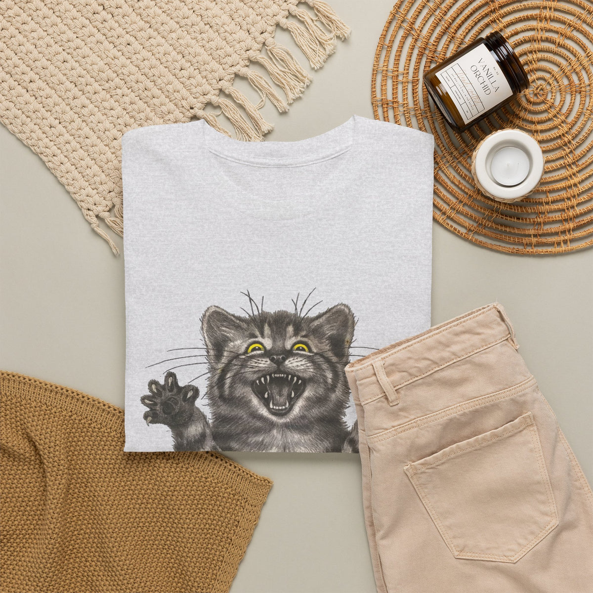 Stressed Out Cat Graphic T-Shirt Men's Graphic Tee