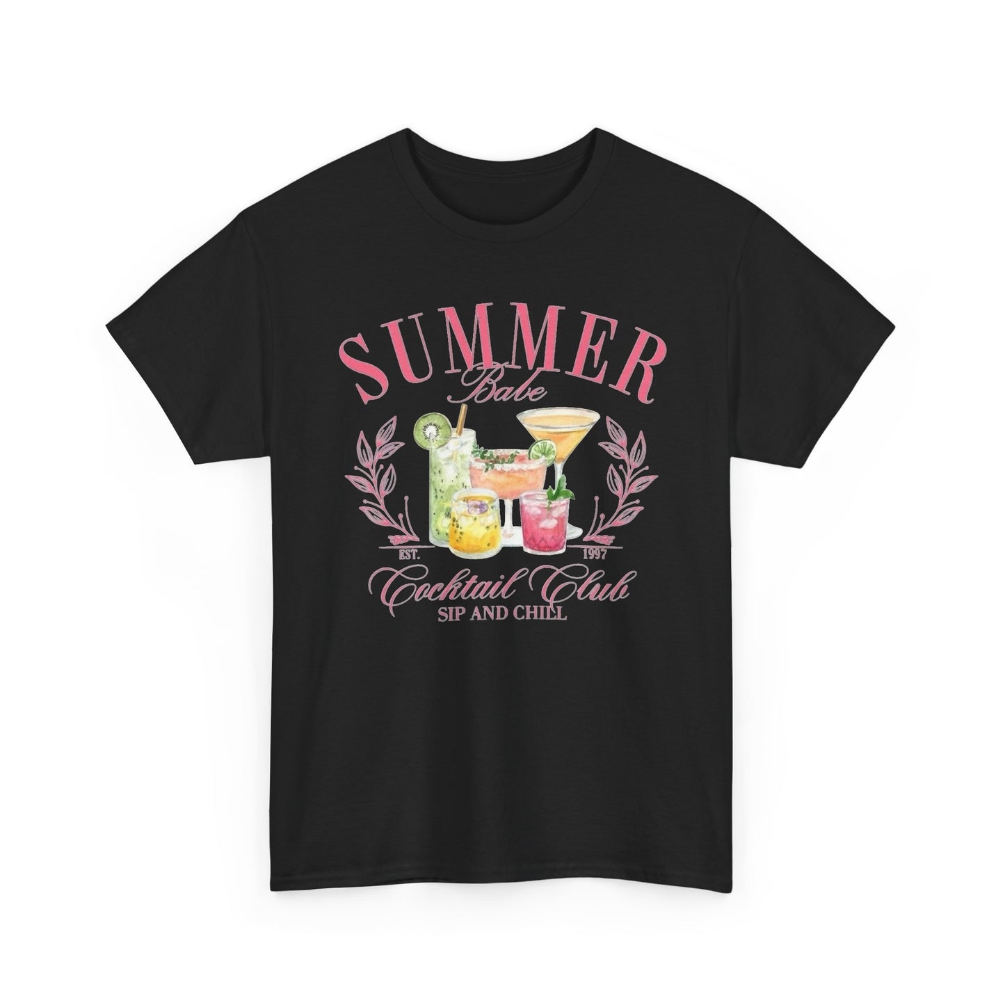 Summer Babe Cocktail Club Graphic T Shirt NEW Unisex Heavy Cotton Tee