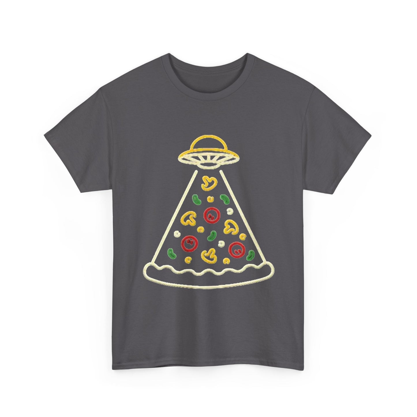 Space Pizza Shirt Funny Aliens One Bite Pizza Graphic Unisex Heavy Cotton Tee