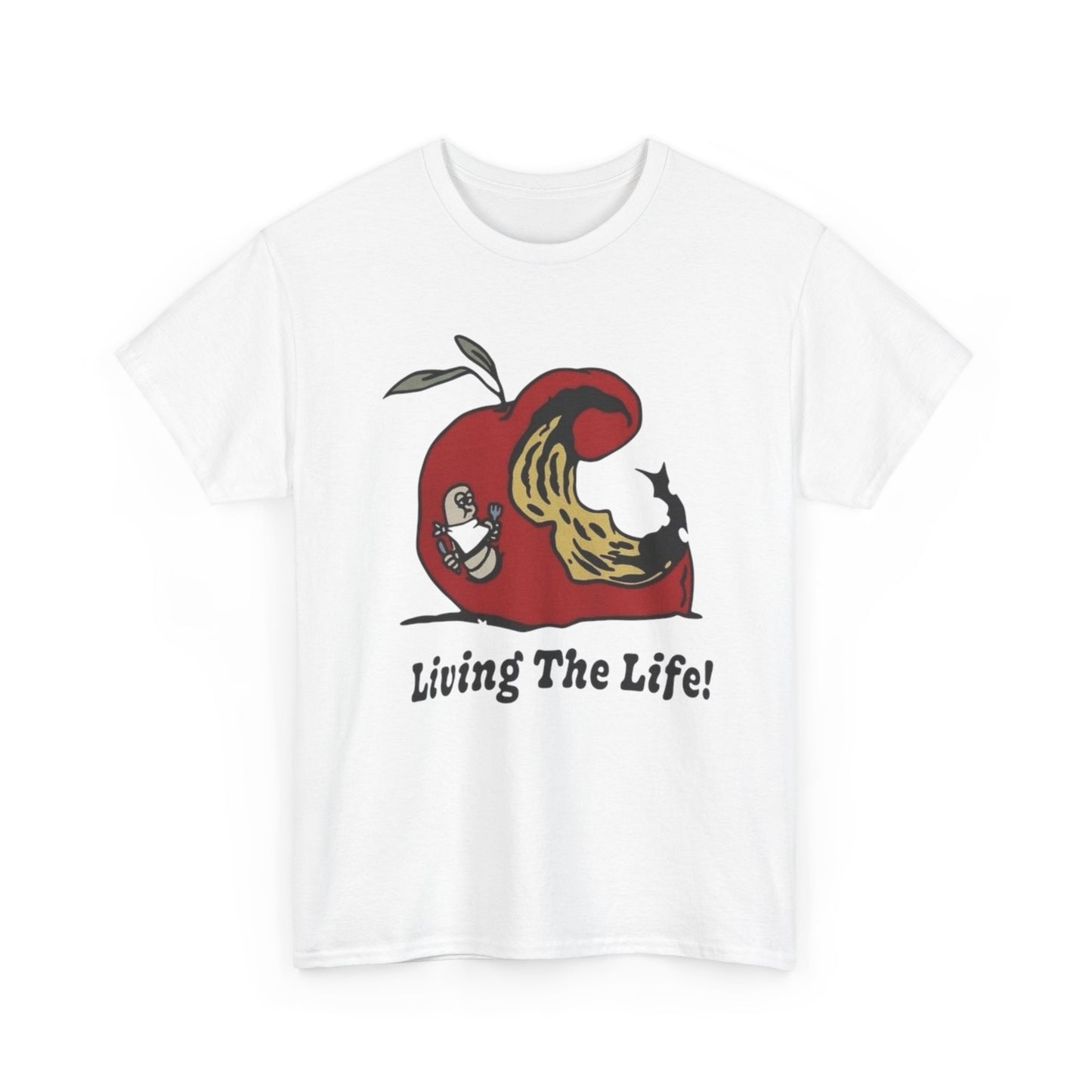 Living The Life Apple Vintage Graphic T Shirt ADULT NEW Heavy Cotton Tee