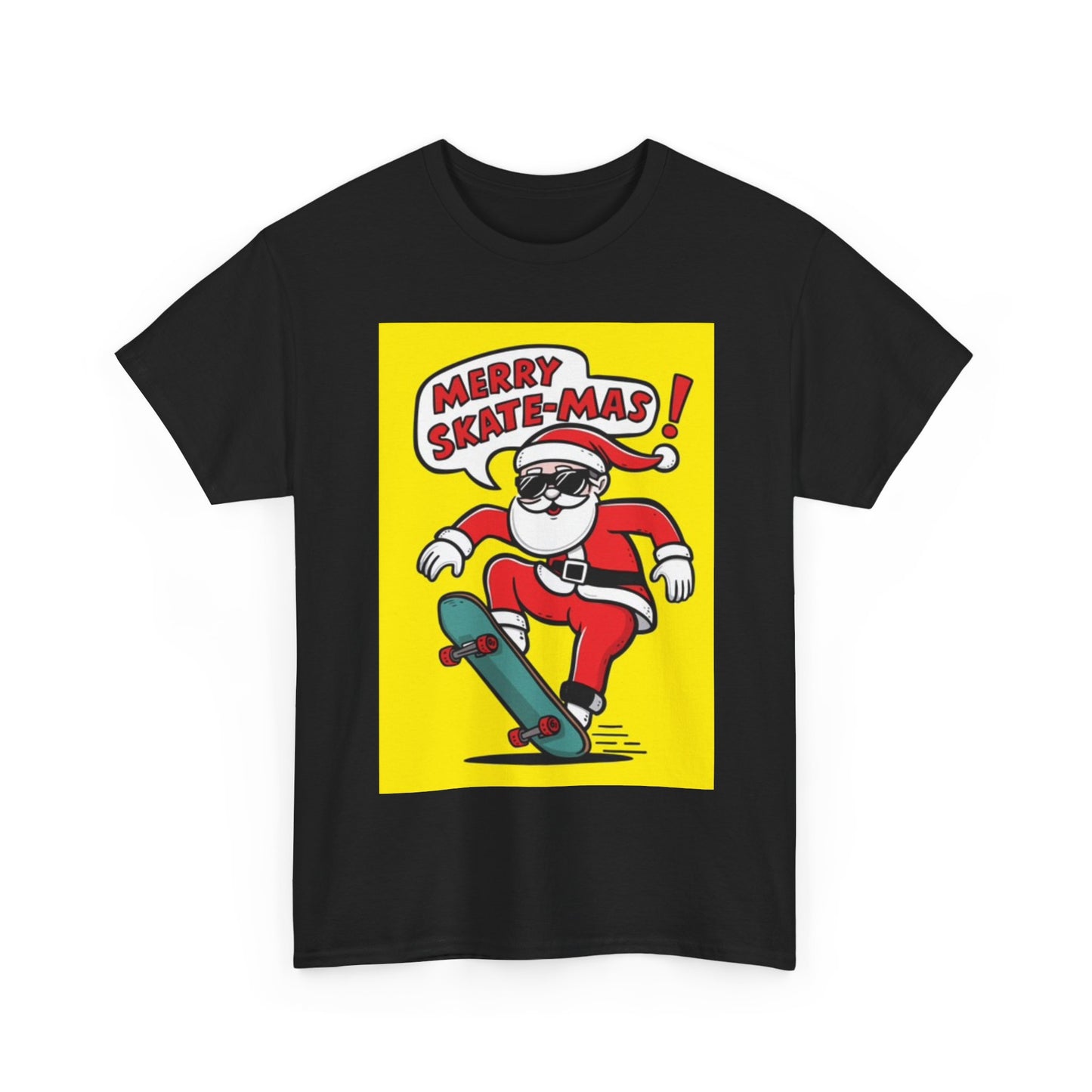 Merry Christmas Shirt Santa Skateboarding Graphic Unisex Heavy Cotton Tee