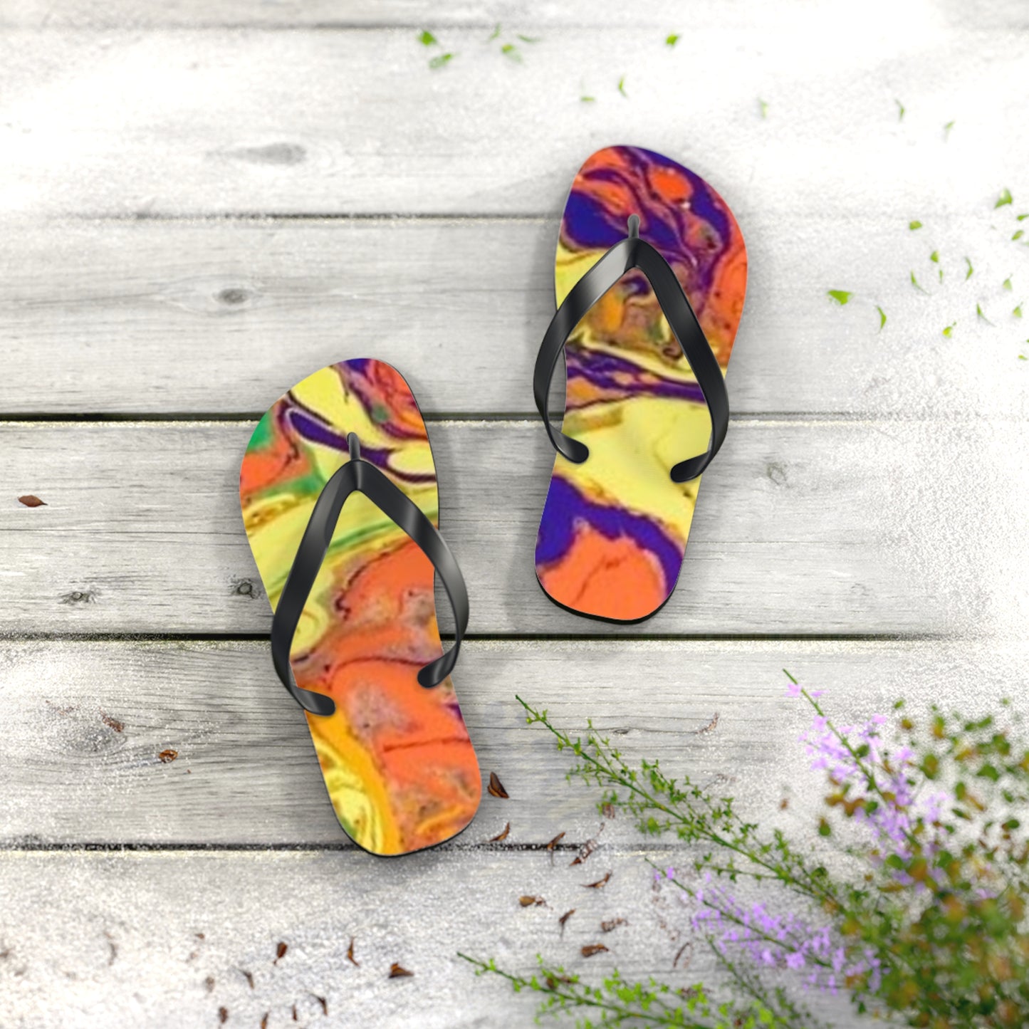 Orange And Yellow Flip Flops, Sandals Slides, Summer Footwear, Brand New