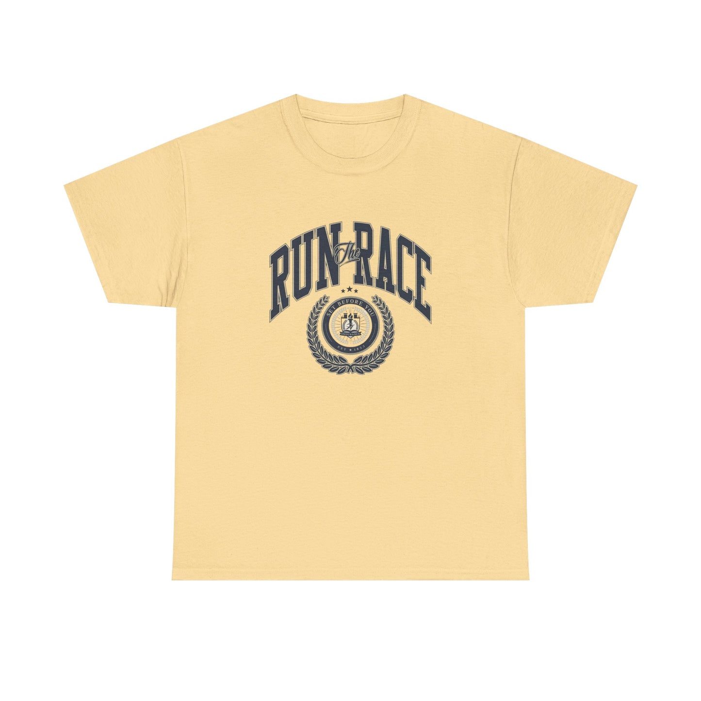 Run The Race Graphic T Shirt NEW Unisex Heavy Cotton Tee