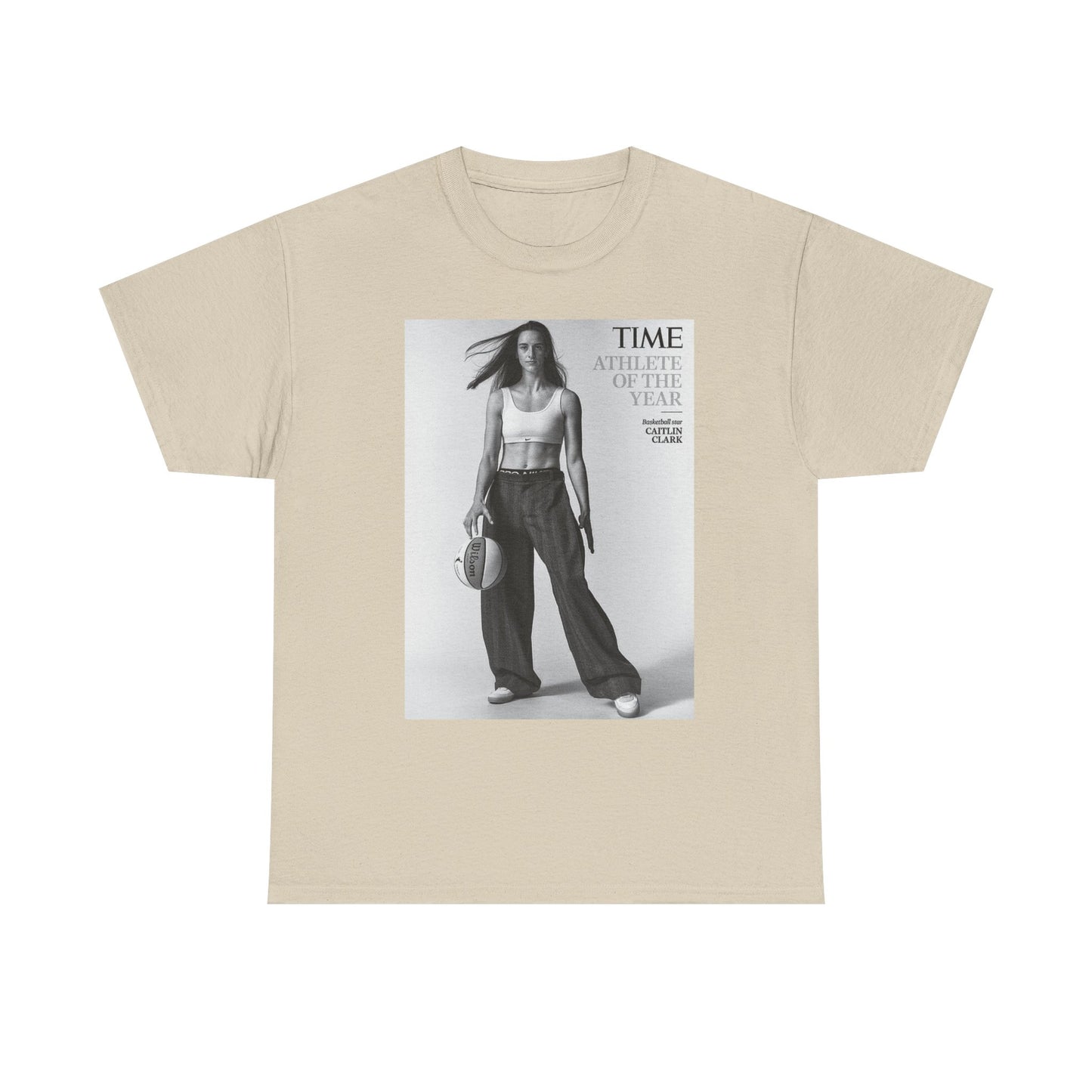 Caitlyn Clark Basketball Cover Graphic T Shirt S-5XL Unisex Heavy Cotton Tee
