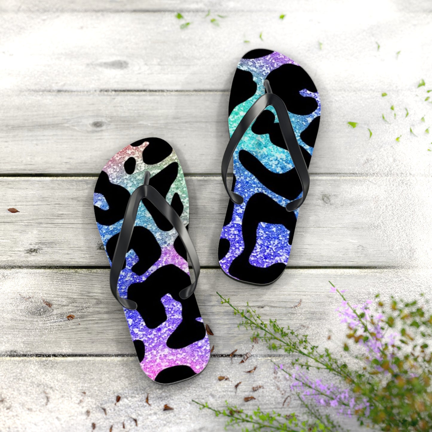 Glitter Animal Beach Sandals, Slides for Summer, Flip Flops, Water Resistant