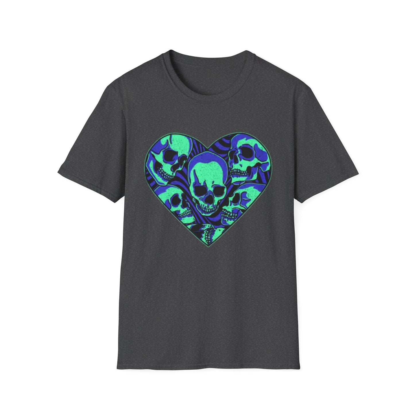 Death Heart Graphic T Shirt Retro Skeleton Unisex Softstyle T-Shirt