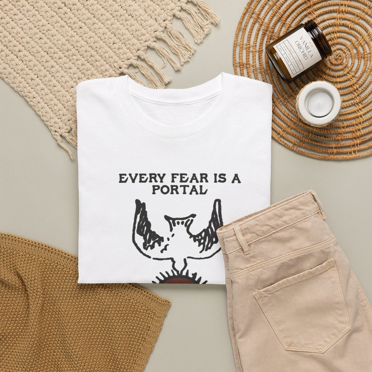 Every Fear Is a Portal Raven Sun Graphic T-Shirt Men's Tee
