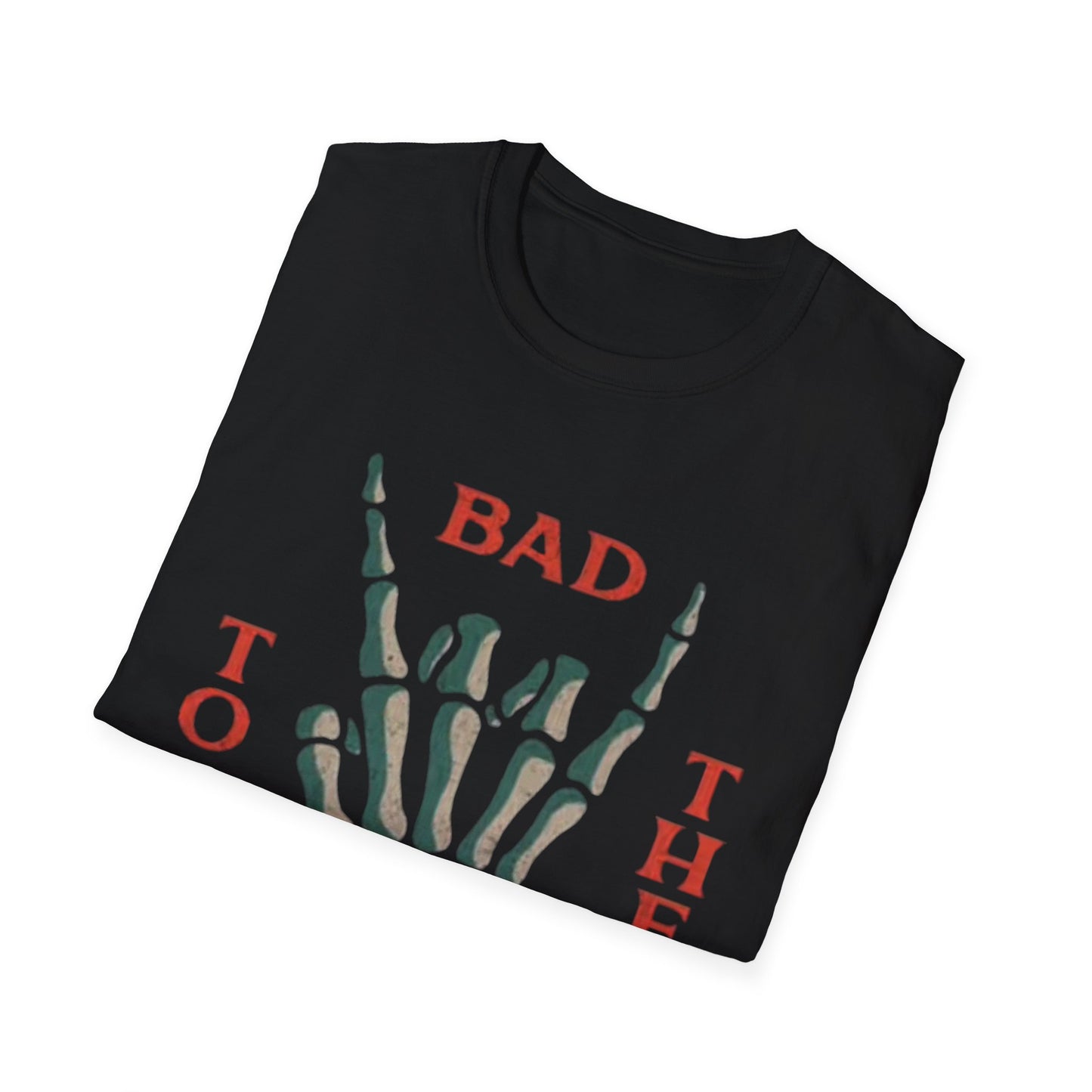 Bad To The Bone Graphic T Shirt Retro Skull Vintage Rock Unisex Softstyle