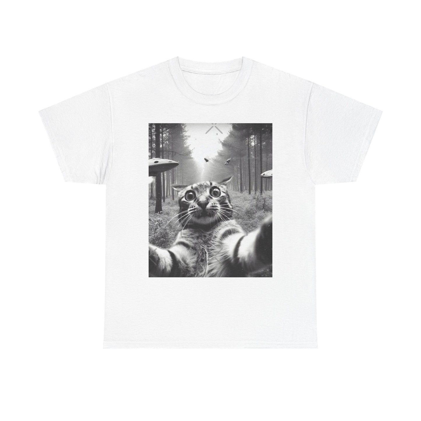 Funny Cat Alien Selfie Graphic T Shirt NEW Cotton Tee Gift