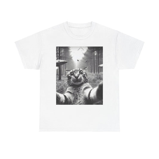 Funny Cat Alien Selfie Graphic T Shirt NEW Cotton Tee Gift