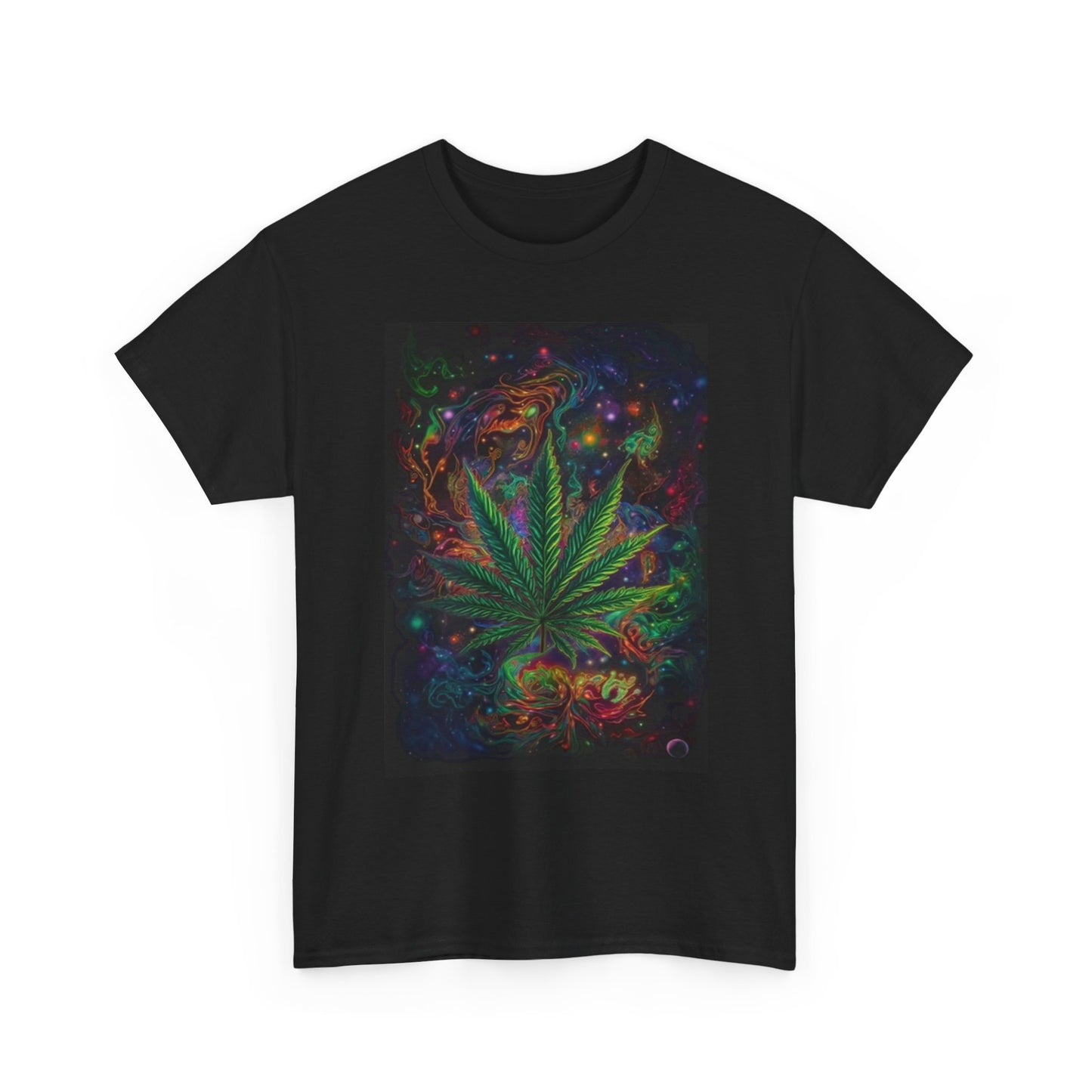 Space Pot Leaf Graphic T Shirt Multi Color Unisex Heavy Cotton Tee