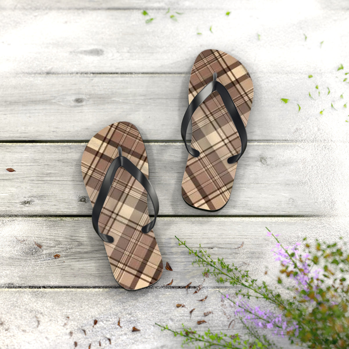 Brown Stripe Sandals, Beach Shoes, Vacation Flip Flops, Pool Slides