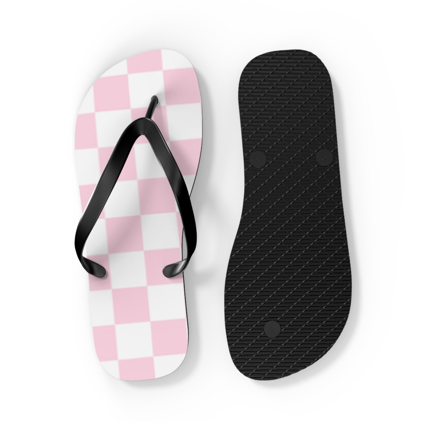 Pink Checkered Sandals, Beach Shoes, Vacation Flip Flops, Pool Slides