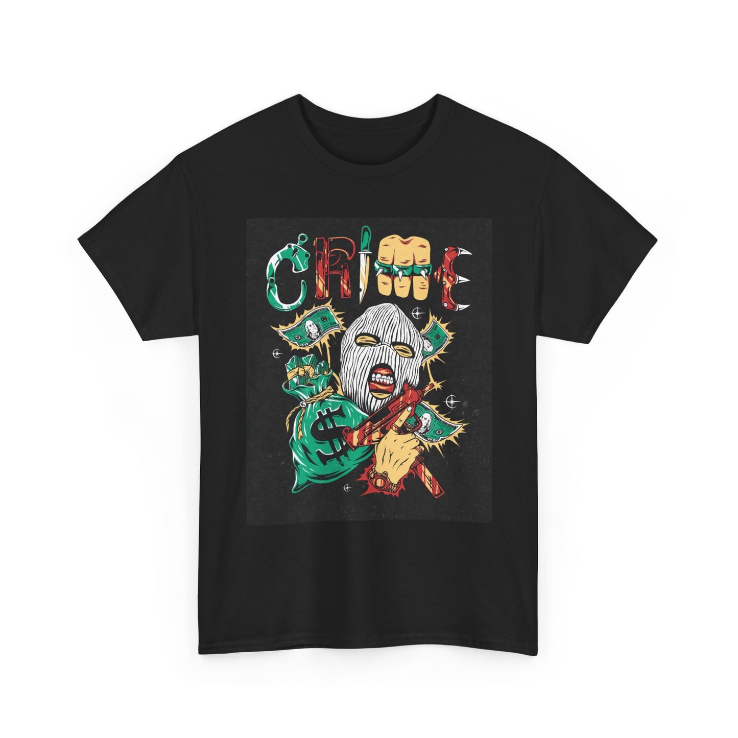 Crime Graphic T Shirt Street Wear Apparel Unisex Heavy Cotton Tee